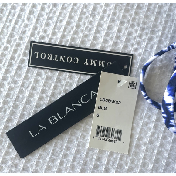 NWT La Blanca Swimsuit Size 6 One Piece Blue Oasis Tummy Control New with Tags - Picture 6 of 8